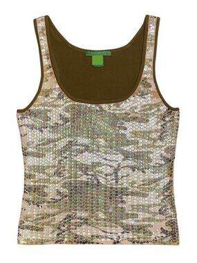 Two Girls and a Guy Camo Sequin Tank L